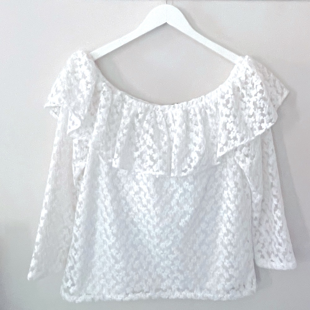 NWT JILL Jill Stuart White Lace Off-Shoulder Top